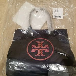 Tory Burch Ella beaded logo tote